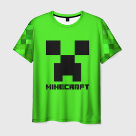Мужская футболка 3D с принтом Minecraft в Петрозаводске, 100% полиэфир | прямой крой, круглый вырез горловины, длина до линии бедер | block | creeper | cube | minecraft | pixel | блок | геометрия | крафт | крипер | кубики | майнкрафт | пиксели