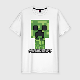 Мужская футболка хлопок Slim с принтом Minecraft в Кировске, 92% хлопок, 8% лайкра | приталенный силуэт, круглый вырез ворота, длина до линии бедра, короткий рукав | block | creeper | cube | minecraft | pixel | блок | геометрия | крафт | крипер | кубики | майнкрафт | пиксели