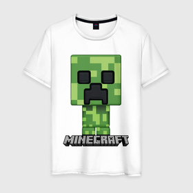 Мужская футболка хлопок с принтом Minecraft в Курске, 100% хлопок | прямой крой, круглый вырез горловины, длина до линии бедер, слегка спущенное плечо. | block | creeper | cube | minecraft | pixel | блок | геометрия | крафт | крипер | кубики | майнкрафт | пиксели