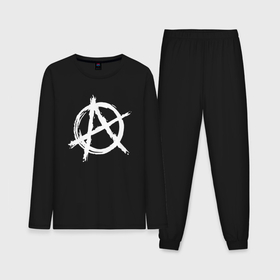 Мужская пижама с лонгсливом хлопок с принтом Анархия в Санкт-Петербурге,  |  | anarchy | riot | rock | анархия | бунт | знаки | музыка | панки | рок | символ