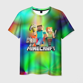 Мужская футболка 3D с принтом Minecraft Майнкрафт в Тюмени, 100% полиэфир | прямой крой, круглый вырез горловины, длина до линии бедер | block | creeper | cube | minecraft | pixel | блок | геометрия | крафт | крипер | кубики | майнкрафт | пиксели