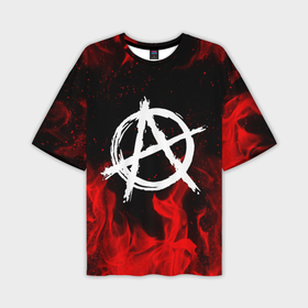 Мужская футболка oversize 3D с принтом Анархия anarchy red fire в Екатеринбурге,  |  | anarchy | riot | rock | анархия | бунт | знаки | музыка | панки | рок | символ