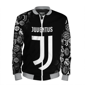 Мужской бомбер 3D с принтом Juventus logo pattern в Екатеринбурге, 100% полиэстер | застегивается на молнию, по бокам два кармана без застежек, по низу бомбера и на воротнике - эластичная резинка | cr7 | fc juventus | football | juve | juventus | ronaldo | sport | роналдо | спорт | футбол | ювентус