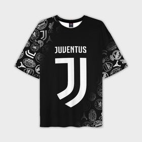 Мужская футболка oversize 3D с принтом Juventus logo pattern в Петрозаводске,  |  | Тематика изображения на принте: cr7 | fc juventus | football | juve | juventus | ronaldo | sport | роналдо | спорт | футбол | ювентус