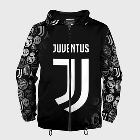 Мужская ветровка 3D с принтом Juventus logo pattern в Екатеринбурге, 100% полиэстер | подол и капюшон оформлены резинкой с фиксаторами, два кармана без застежек по бокам, один потайной карман на груди | cr7 | fc juventus | football | juve | juventus | ronaldo | sport | роналдо | спорт | футбол | ювентус