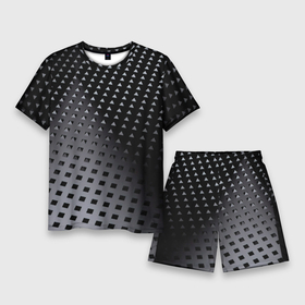 Мужской костюм с шортами 3D с принтом Текстура ,  |  | Тематика изображения на принте: abstract | carbon | geometry | texture | абстракция | броня | геометрия | карбон | стальная броня | текстура