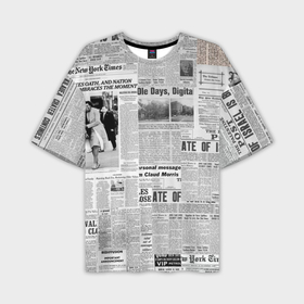 Мужская футболка oversize 3D с принтом Газета Newspaper в Санкт-Петербурге,  |  | america | americans | chicago | new york times | newspaper | newspapers | tribune | wahintgon post | американские | газета | газетная | газеты | из газет | модная | модный | сша | трибьют