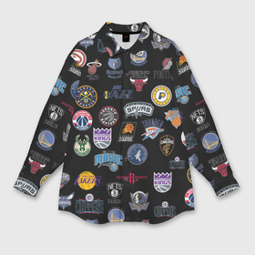 Мужская рубашка oversize 3D с принтом NBA Pattern в Новосибирске,  |  | Тематика изображения на принте: basketball | boston celtics | brooklyn nets | nba | new york knicks | philadel | toronto raptors | баскетбол | бостон селтикс | бруклин нетс | нба | нью йорк никс | спорт | торонто рэпторс | филадельфия 76ерс