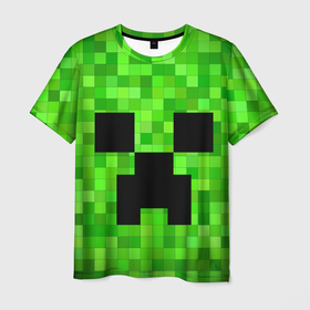 Мужская футболка 3D с принтом Minecraft Майнкрафт в Санкт-Петербурге, 100% полиэфир | прямой крой, круглый вырез горловины, длина до линии бедер | block | creeper | cube | minecraft | pixel | блок | геометрия | крафт | крипер | кубики | майнкрафт | пиксели