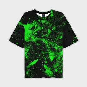 Мужская футболка oversize 3D с принтом Зелёная краска в Белгороде,  |  | Тематика изображения на принте: абстракция | брызги | зеленый | кислотный | краска | чёрный | яркий