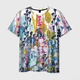 Мужская футболка 3D с принтом Watercolor Flowers в Белгороде, 100% полиэфир | прямой крой, круглый вырез горловины, длина до линии бедер | abstract | watercolor flowers | узоры | цветы