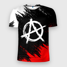 Мужская футболка 3D Slim с принтом Анархия anarchy в Екатеринбурге, 100% полиэстер с улучшенными характеристиками | приталенный силуэт, круглая горловина, широкие плечи, сужается к линии бедра | anarchy | riot | rock | анархия | бунт | знаки | музыка | панки | рок | символ