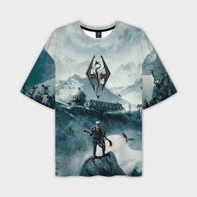 Мужская футболка oversize 3D с принтом Skyrim Warrior в Кировске,  |  | Тематика изображения на принте: game | skyrim | warrior | воин | горы | игра | небо | птицы | рпг | скайрим | снег