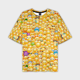 Мужская футболка oversize 3D с принтом Смайлики Emoji в Кировске,  |  | emoji | smile | sticker | грусть | любовь | печаль | плачь | смайлики | стикеры | текстура | улыбка | эмоджи | эмодзи