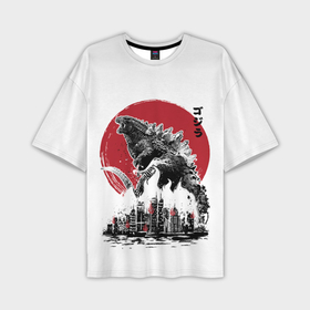 Мужская футболка oversize 3D с принтом Godzilla Годзилла в Тюмени,  |  | Тематика изображения на принте: comic con | godzilla | gojira | logo | годзилла | знаки | иероглифы | лого | монстр | фильм | чудовище