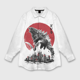 Мужская рубашка oversize 3D с принтом Godzilla Годзилла в Санкт-Петербурге,  |  | Тематика изображения на принте: comic con | godzilla | gojira | logo | годзилла | знаки | иероглифы | лого | монстр | фильм | чудовище