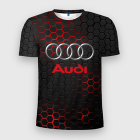 Мужская футболка 3D Slim с принтом Audi Ауди в Курске, 100% полиэстер с улучшенными характеристиками | приталенный силуэт, круглая горловина, широкие плечи, сужается к линии бедра | audi | auto | sport | авто | автомобиль | автомобильные | ауди | бренд | марка | машины | спорт