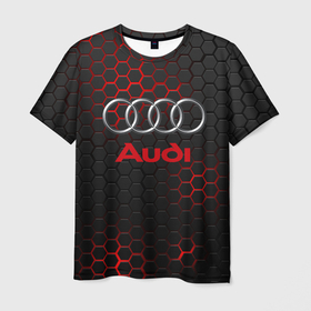 Мужская футболка 3D с принтом Audi Ауди в Петрозаводске, 100% полиэфир | прямой крой, круглый вырез горловины, длина до линии бедер | Тематика изображения на принте: audi | auto | sport | авто | автомобиль | автомобильные | ауди | бренд | марка | машины | спорт