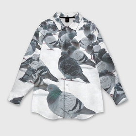 Мужская рубашка oversize 3D с принтом Голуби в Тюмени,  |  | Тематика изображения на принте: bird | pigeon | russia | snow | winter | голубь | животные | зима | курлык | птицы | россия | снег | текстура | фон | фотография