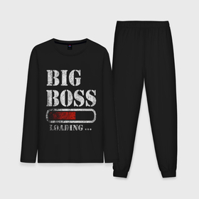 Мужская пижама с лонгсливом хлопок с принтом Big Boss в Новосибирске,  |  | art | big boss | boss | inscription | loading | арт | большой босс | босс | загрузка | надпись