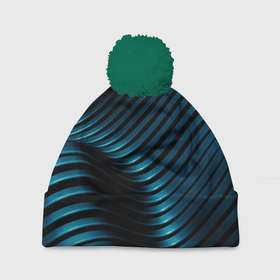 Шапка 3D c помпоном с принтом Плавность, в Тюмени, 100% полиэстер | универсальный размер, печать по всей поверхности изделия | pattern | textures | абстракция | паттерны | плавная абстракция | плавность | текстура | текстуры | узоры | фон