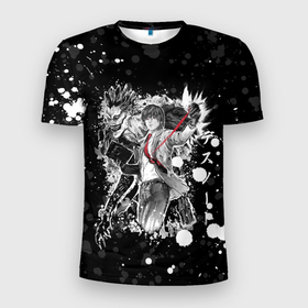 Мужская футболка 3D Slim с принтом Japanese manga Death Note в Санкт-Петербурге, 100% полиэстер с улучшенными характеристиками | приталенный силуэт, круглая горловина, широкие плечи, сужается к линии бедра | Тематика изображения на принте: anime | death note | manga | ryuk | аниме | герой | манга | риюк