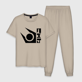 Мужская пижама хлопок с принтом Half life combine logo в Кировске, 100% хлопок | брюки и футболка прямого кроя, без карманов, на брюках мягкая резинка на поясе и по низу штанин
 | Тематика изображения на принте: 