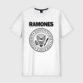 Мужская футболка хлопок Slim с принтом Ramones Рамонес в Тюмени, 92% хлопок, 8% лайкра | приталенный силуэт, круглый вырез ворота, длина до линии бедра, короткий рукав | america | ramones | rock | usa | америка | джонни рамон | джоуи рамон | ди ди рамон | клем бурк | кристофер уорд | марки рамон | рамоунз | ричи рамон | рок | сша | томми рамон