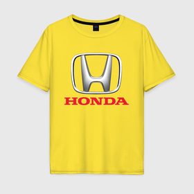Мужская футболка хлопок Oversize с принтом Honda в Белгороде, 100% хлопок | свободный крой, круглый ворот, “спинка” длиннее передней части | 2020 | accord | auto | civic | honda | sport | авто | автомобиль | автомобильные | бренд | марка | машины | спорт | хонда
