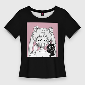 Женская футболка 3D Slim с принтом Usagi Tsukino, Sailor Moon ,  |  | anime | bunny | kawaii | luna | manga | sailor moon | sailors | usagi tsukino | аниме | луна | манга | сейлор мун | усаги цукино