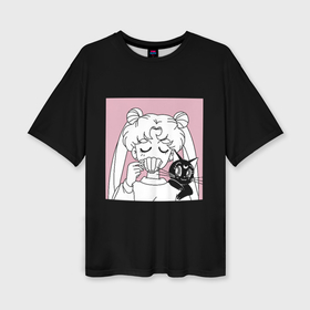 Женская футболка oversize 3D с принтом Usagi Tsukino, Sailor Moon ,  |  | anime | bunny | kawaii | luna | manga | sailor moon | sailors | usagi tsukino | аниме | луна | манга | сейлор мун | усаги цукино