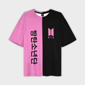Мужская футболка oversize 3D с принтом BTS black n pink ,  |  | 