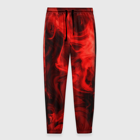 Мужские брюки 3D с принтом Красный дым в Петрозаводске, 100% полиэстер | манжеты по низу, эластичный пояс регулируется шнурком, по бокам два кармана без застежек, внутренняя часть кармана из мелкой сетки | дым | красный дым | накал | огонь | смешение красок | текстуры