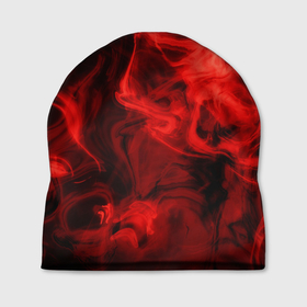 Шапка 3D с принтом Красный дым в Тюмени, 100% полиэстер | универсальный размер, печать по всей поверхности изделия | дым | красный дым | накал | огонь | смешение красок | текстуры