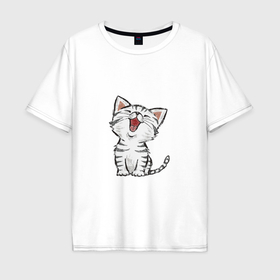 Мужская футболка хлопок Oversize с принтом Котенок в Курске, 100% хлопок | свободный крой, круглый ворот, “спинка” длиннее передней части | арт | животные | котенок | кошки