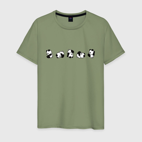 Мужская футболка хлопок с принтом Панды в Екатеринбурге, 100% хлопок | прямой крой, круглый вырез горловины, длина до линии бедер, слегка спущенное плечо. | animal | cute panda | mood | pandas | животное | милая пандочка | настроение | панда | панды