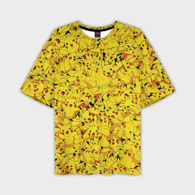 Мужская футболка oversize 3D с принтом Пикачу ,  |  | pikachu | pokemon | аниме | желтый | мультфильм | паттерн | пика | пикачу | покемон