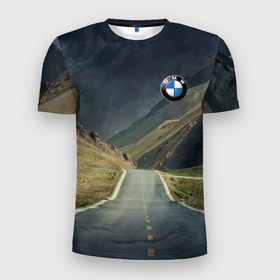 Мужская футболка 3D Slim с принтом BMW в Тюмени, 100% полиэстер с улучшенными характеристиками | приталенный силуэт, круглая горловина, широкие плечи, сужается к линии бедра | Тематика изображения на принте: bmw | germany | mountains | nature | power | prestige | road | бмв | германия | горы | дорога | мощь | престиж | природа