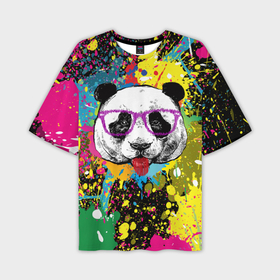 Мужская футболка oversize 3D с принтом Панда хипстер в брызгах краски ,  |  | Тематика изображения на принте: hipster | panda | брызги | в очках | краска | краски | красок | крутая | милая | модная | очки | панда | показывает язык | пятна | хипстер | экспрессионизм | язык | яркая | яркие