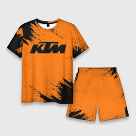 Мужской костюм с шортами 3D с принтом КТМ KTM ,  |  | Тематика изображения на принте: enduro | ktm | moto | motocycle | sportmotorcycle | ктм | мото | мотоспорт