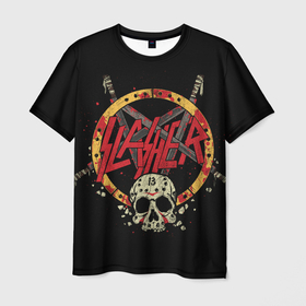 Мужская футболка 3D с принтом Slayer rock poster в Курске, 100% полиэфир | прямой крой, круглый вырез горловины, длина до линии бедер | blood | rock | slayer | группа slayer | кости | музыка | рок | череп