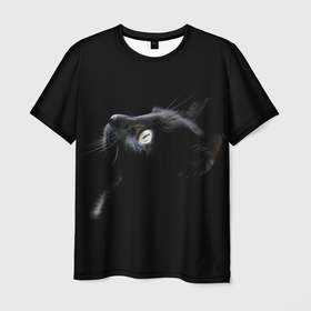 Мужская футболка 3D с принтом Кот в Екатеринбурге, 100% полиэфир | прямой крой, круглый вырез горловины, длина до линии бедер | Тематика изображения на принте: animal | animals | beast | black | cat | kitten | британец | британка | животное | животные | зверек | зверь | кот | котейка | котенок | котики | котэ | кошка | кошки | черная