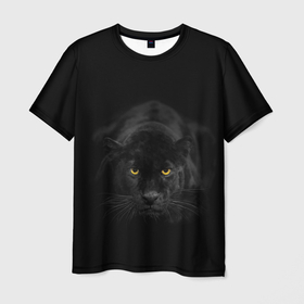 Мужская футболка 3D с принтом Пантера в Новосибирске, 100% полиэфир | прямой крой, круглый вырез горловины, длина до линии бедер | animal | animals | beast | black | cat | kitten | phanter | животное | животные | зверек | зверь | кот | котики | кошка | кошки | пантера | черная