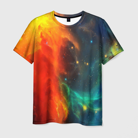 Мужская футболка 3D с принтом Битва космоса , 100% полиэфир | прямой крой, круглый вырез горловины, длина до линии бедер | galaxy | nebula | space | star | абстракция | вселенная | галактика | звезда | звезды | космический | планеты