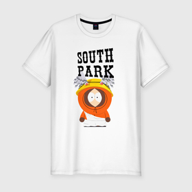 Мужская футболка хлопок Slim с принтом South Park Кенни в Петрозаводске, 92% хлопок, 8% лайкра | приталенный силуэт, круглый вырез ворота, длина до линии бедра, короткий рукав | Тематика изображения на принте: south park | баттерс | кайл | кени | кеннет | кенни | мультик | саус парк | стэнли | эрик | южный парк