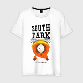 Мужская футболка хлопок с принтом South Park Кенни в Екатеринбурге, 100% хлопок | прямой крой, круглый вырез горловины, длина до линии бедер, слегка спущенное плечо. | south park | баттерс | кайл | кени | кеннет | кенни | мультик | саус парк | стэнли | эрик | южный парк