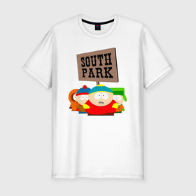 Мужская футболка хлопок Slim с принтом Южный Парк South Park в Екатеринбурге, 92% хлопок, 8% лайкра | приталенный силуэт, круглый вырез ворота, длина до линии бедра, короткий рукав | kenny | south park | кенни | мультфильмы | саус парк | южный парк