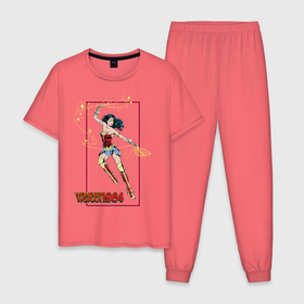 Мужская пижама хлопок с принтом Wonder Woman 1984 в Новосибирске, 100% хлопок | брюки и футболка прямого кроя, без карманов, на брюках мягкая резинка на поясе и по низу штанин
 | 1984 | cheetah | dc comics | diana prince | vdkotan | wonder women | ww84 | антиопа | вандер вумен | галь гадот | гепарда | диана принс | стив тревор | чудо женщина