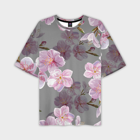 Мужская футболка oversize 3D с принтом Сакура в Курске,  |  | chery | flowers | japan | sakura | вишня | растения | сакура | цветы | цветы сакуры | япония