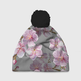 Шапка 3D c помпоном с принтом Сакура в Тюмени, 100% полиэстер | универсальный размер, печать по всей поверхности изделия | chery | flowers | japan | sakura | вишня | растения | сакура | цветы | цветы сакуры | япония